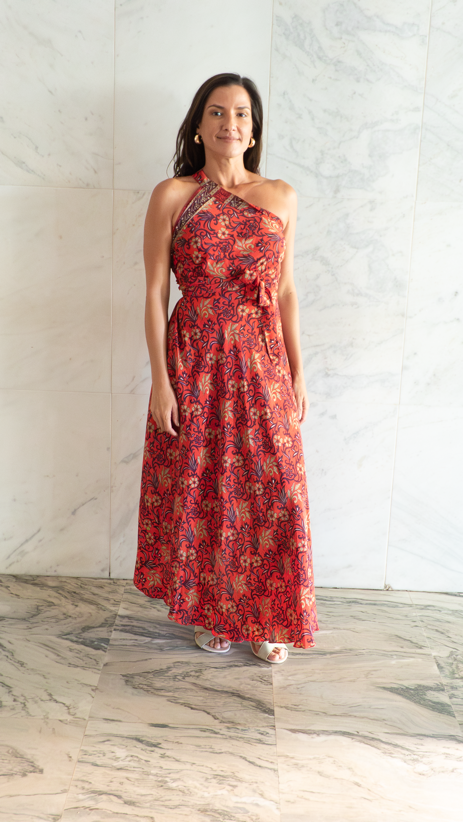 Saia Lua vermelho magenta - ✨ Saia / Vestido Versátil Estampa Florência em Tons Quentes🐦‍🔥