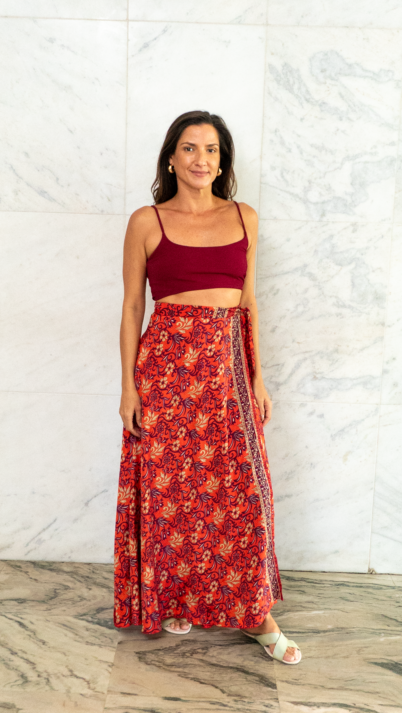 Saia Lua vermelho magenta - ✨ Saia / Vestido Versátil Estampa Florência em Tons Quentes🐦‍🔥