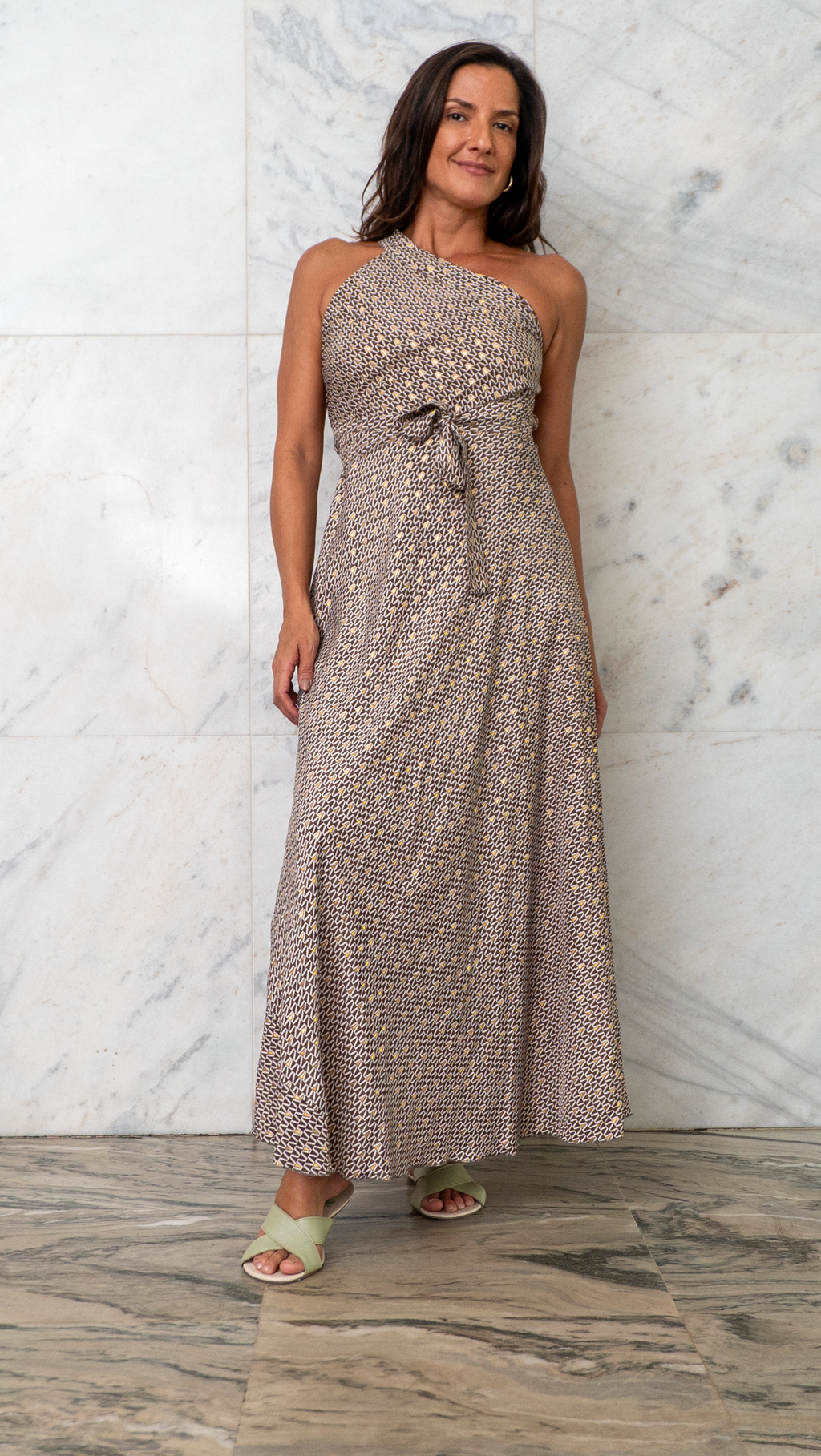 Saia Raiz Marrom - ✨ Saia / Vestido Versátil Geométrico Dourado ✨