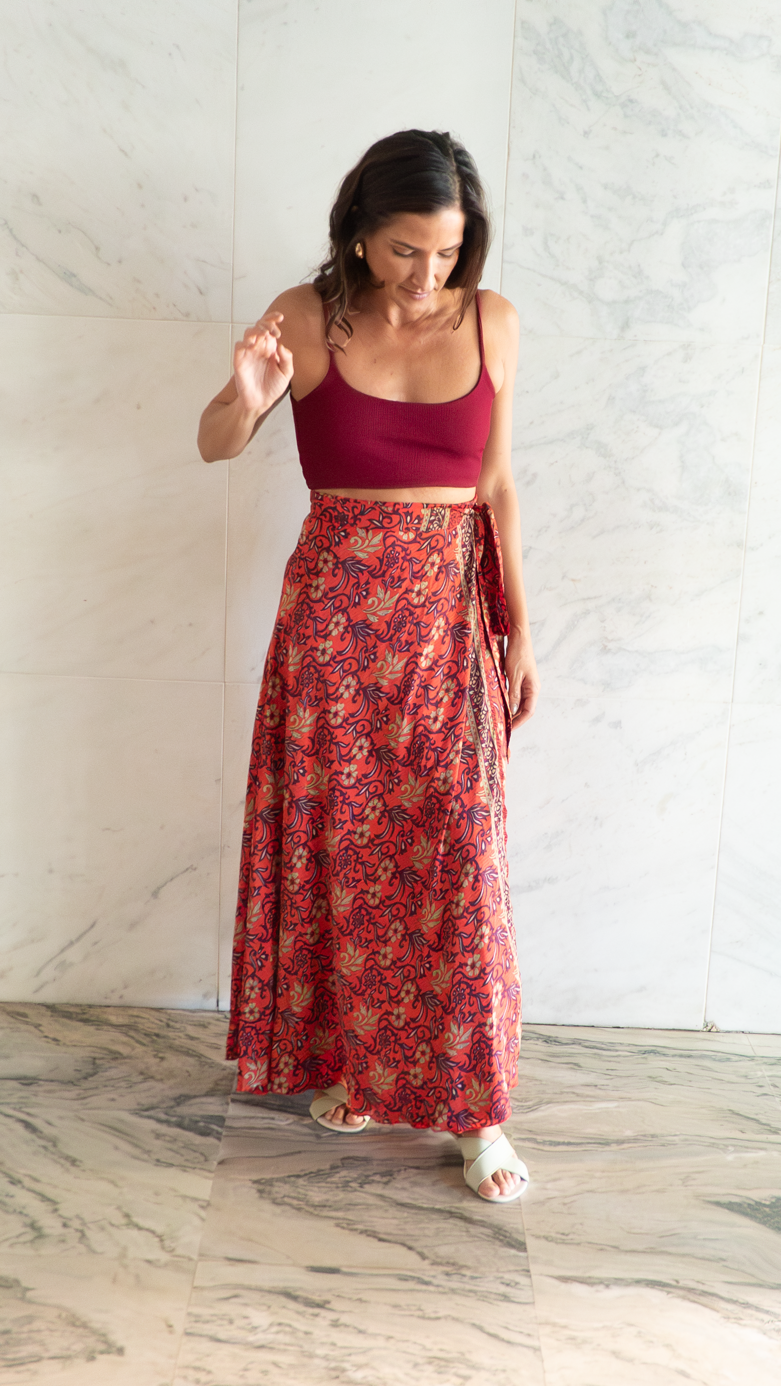 Saia Lua vermelho magenta - ✨ Saia / Vestido Versátil Estampa Florência em Tons Quentes🐦‍🔥