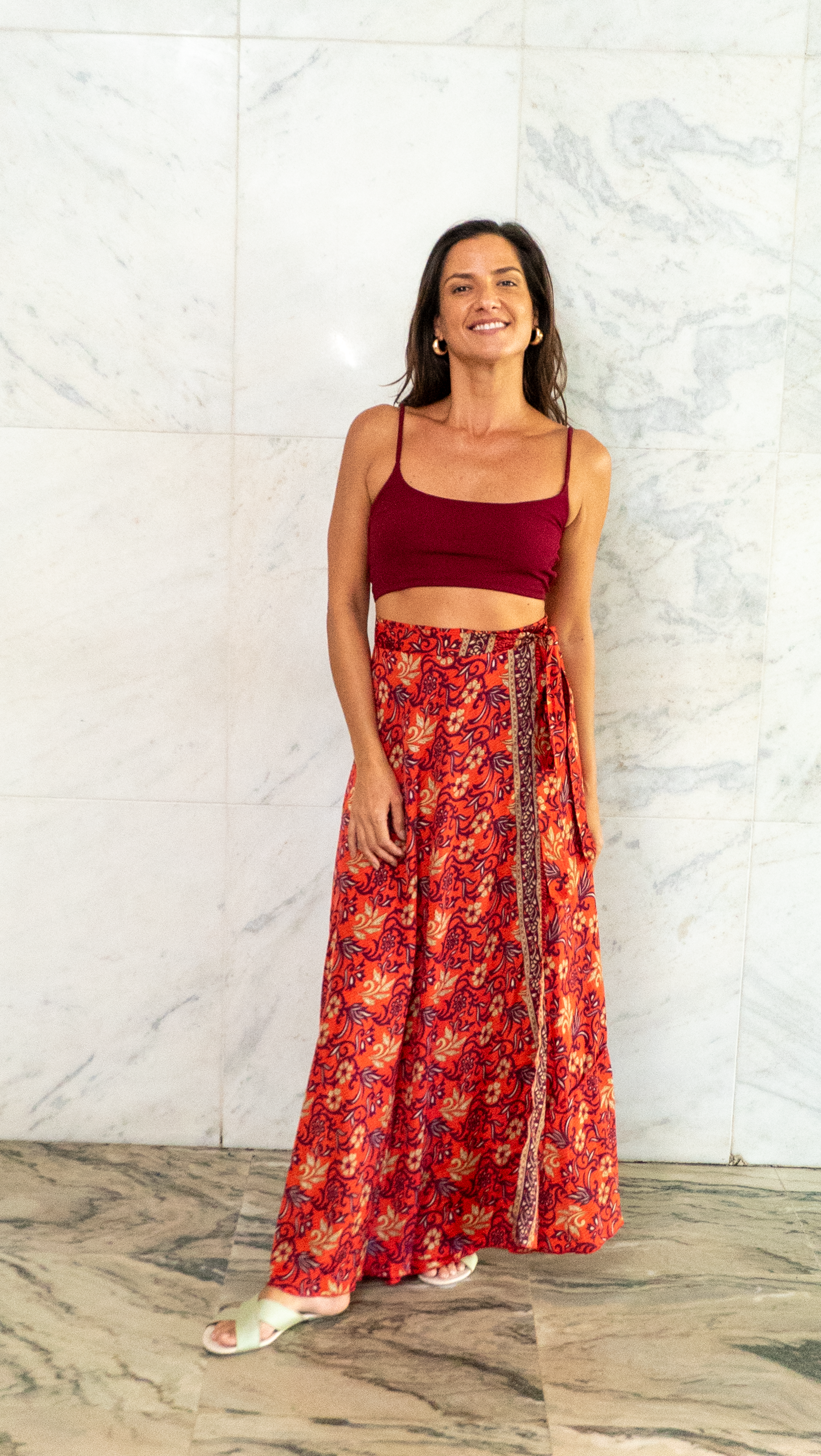 Saia Lua vermelho magenta - ✨ Saia / Vestido Versátil Estampa Florência em Tons Quentes🐦‍🔥