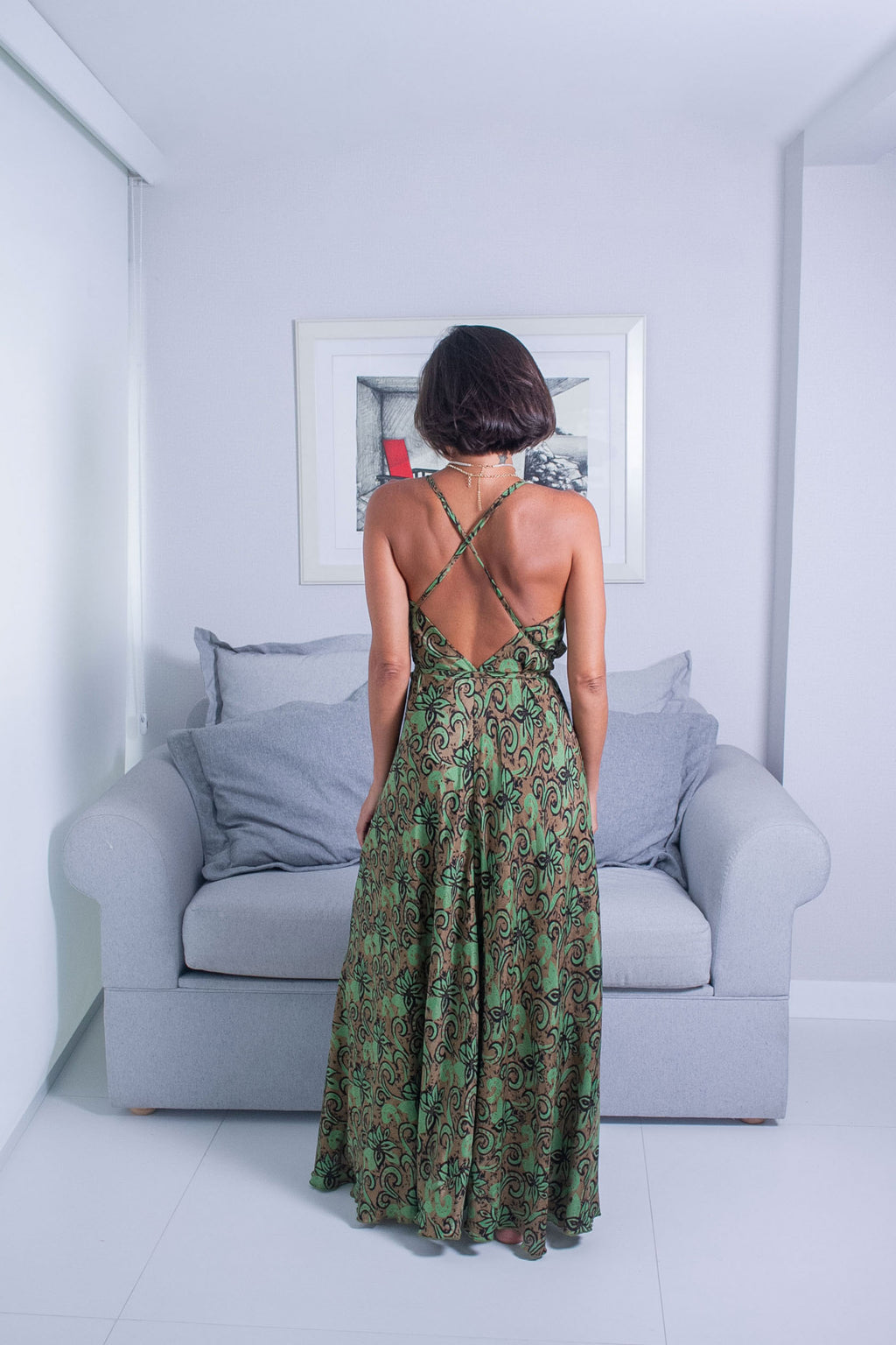 Vestido Mata verde Longo Multiuso Arabesco — Jardim Secreto em Tons de Esmeralda 💚✨